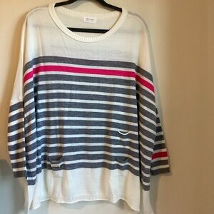 Mersea Catalina Travel Sweater One Size White Gray Pink Crewneck Oversized